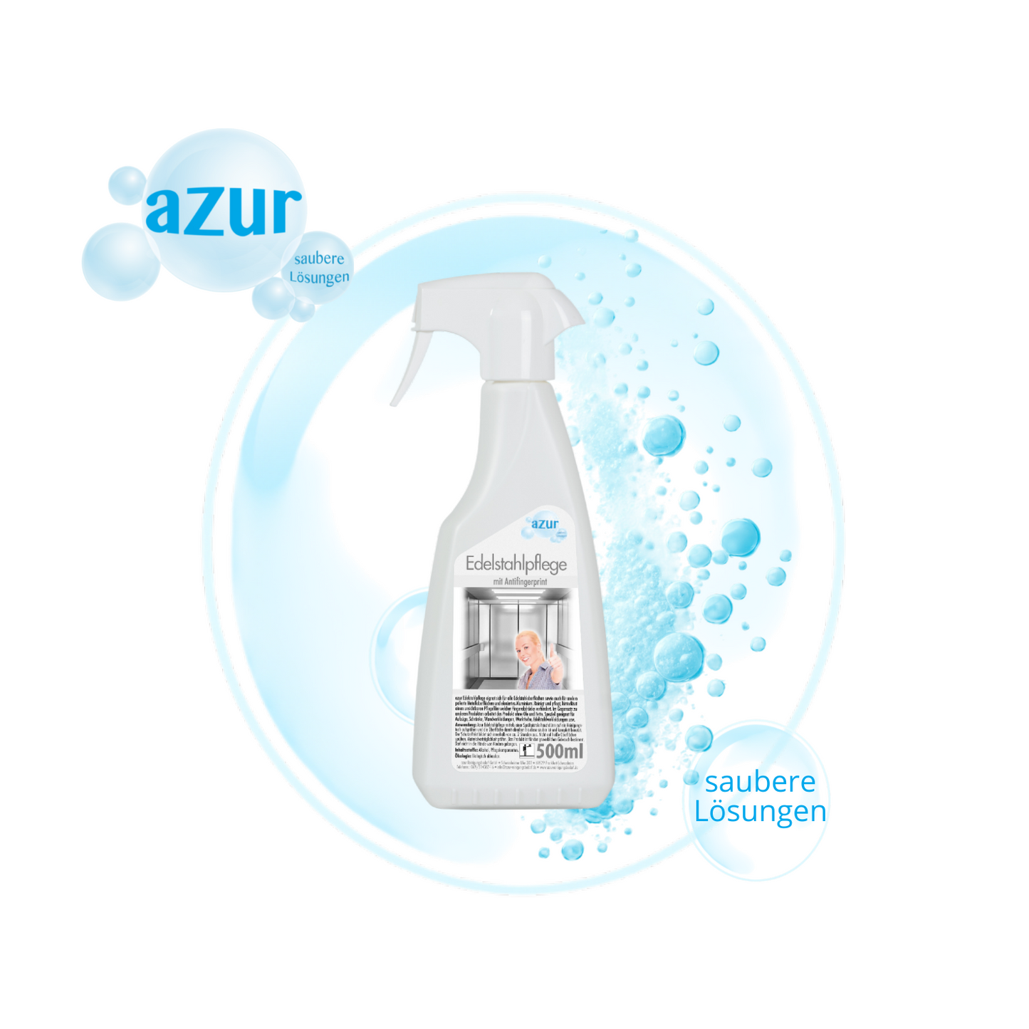 azur Edelstahlpflege 500 ml – Reinigung & Pflege für Edelstahloberflächen | Streifenfrei & schützend