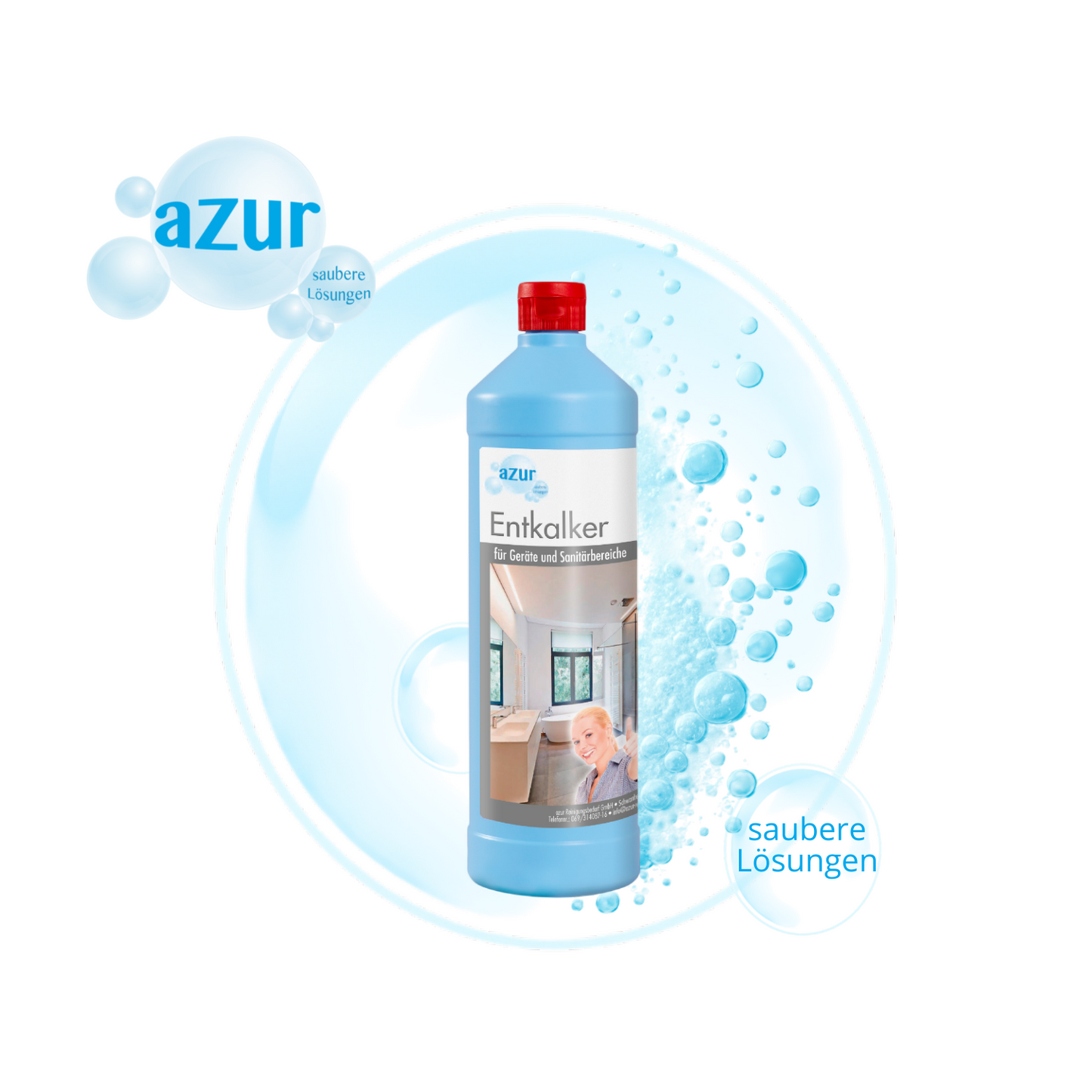 azur Entkalker 1 L – Flüssigentkalker für Küche, Bad & Geräte | Entfernt Kalk zuverlässig
