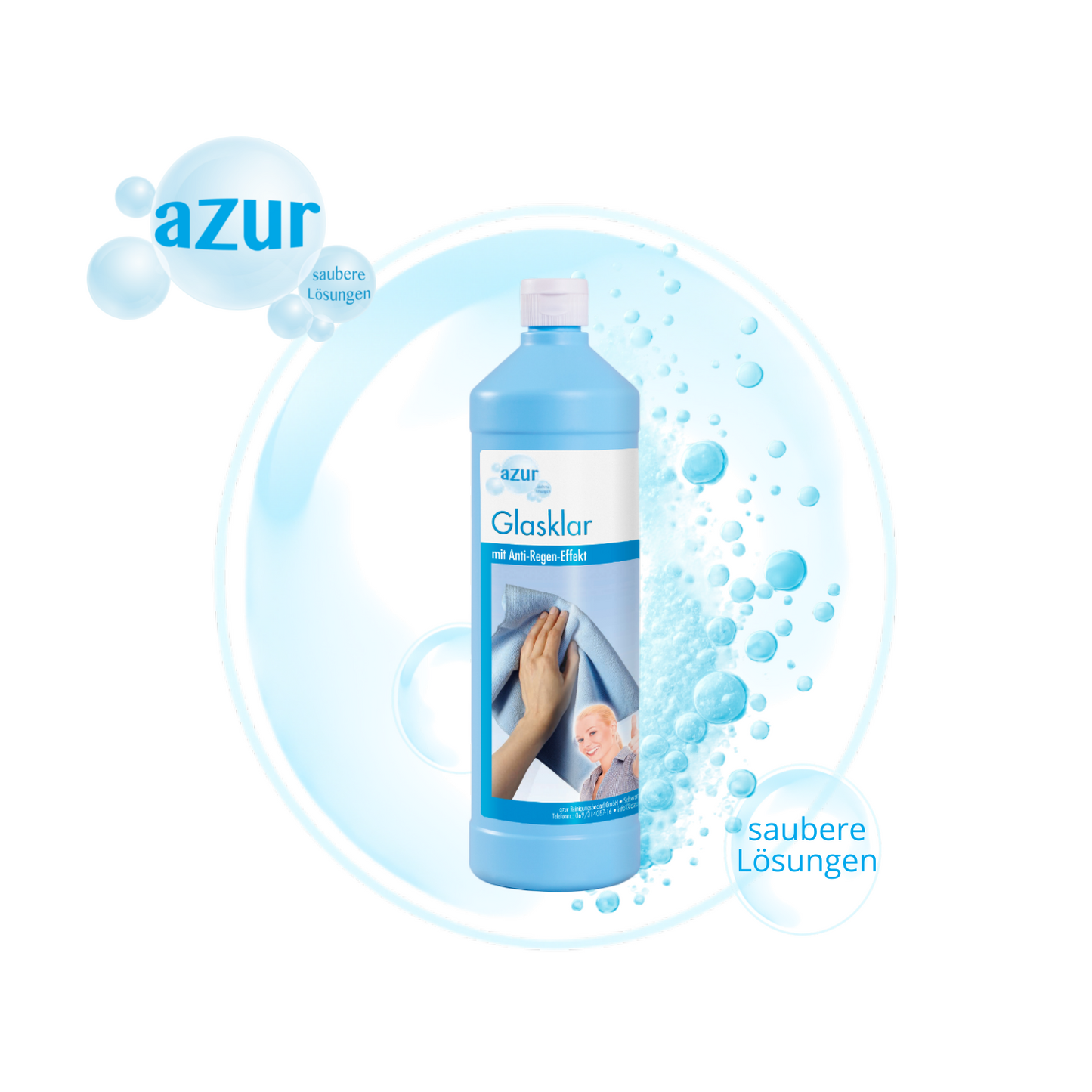 azur Glasklar 1 L – Glasreiniger mit Anti-Regen-Effekt | Streifenfrei & schnell trocknend