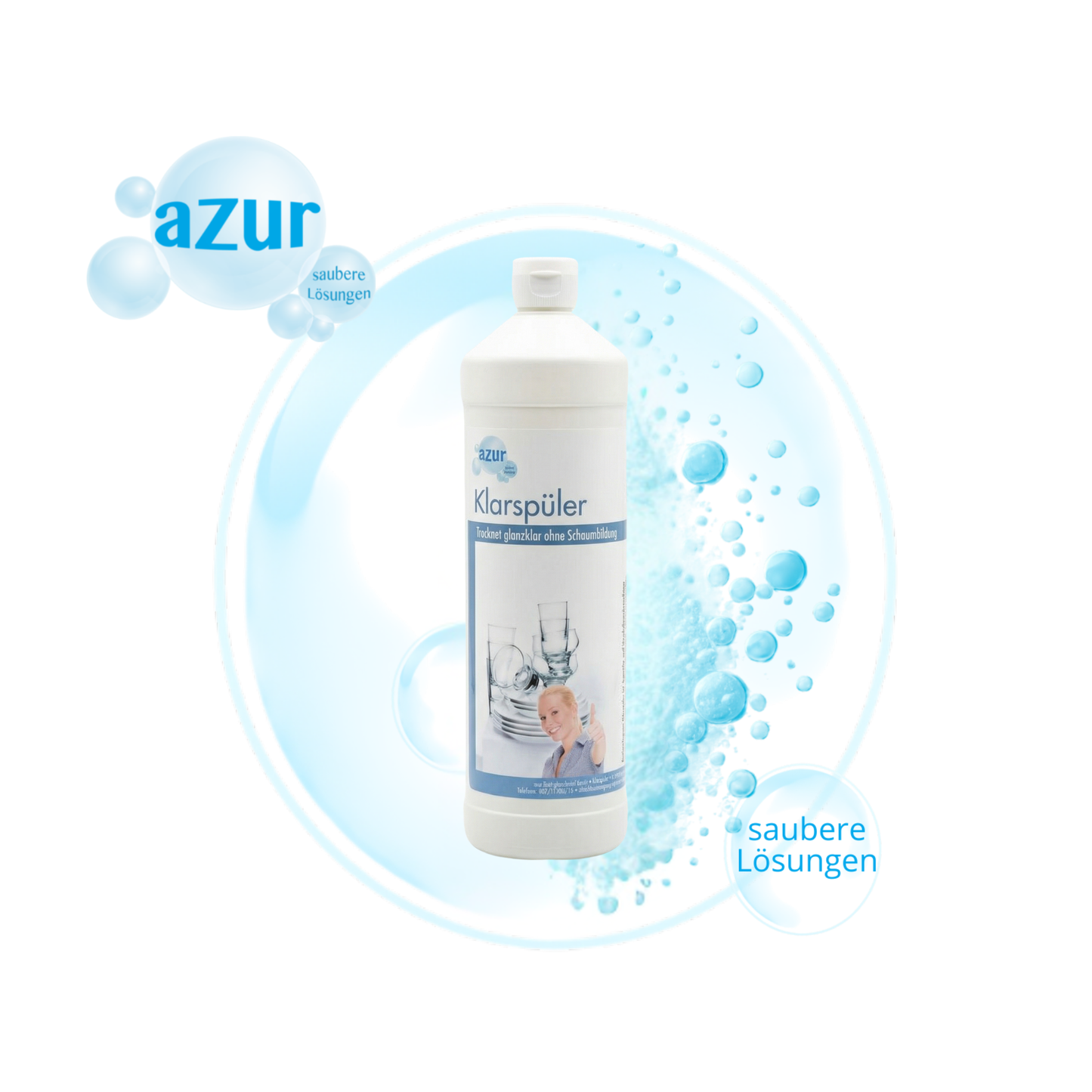 azur Klarspüler 1 L – Spülmaschinen-Klarspüler für glänzendes Geschirr | Hochergiebig & umweltschonend
