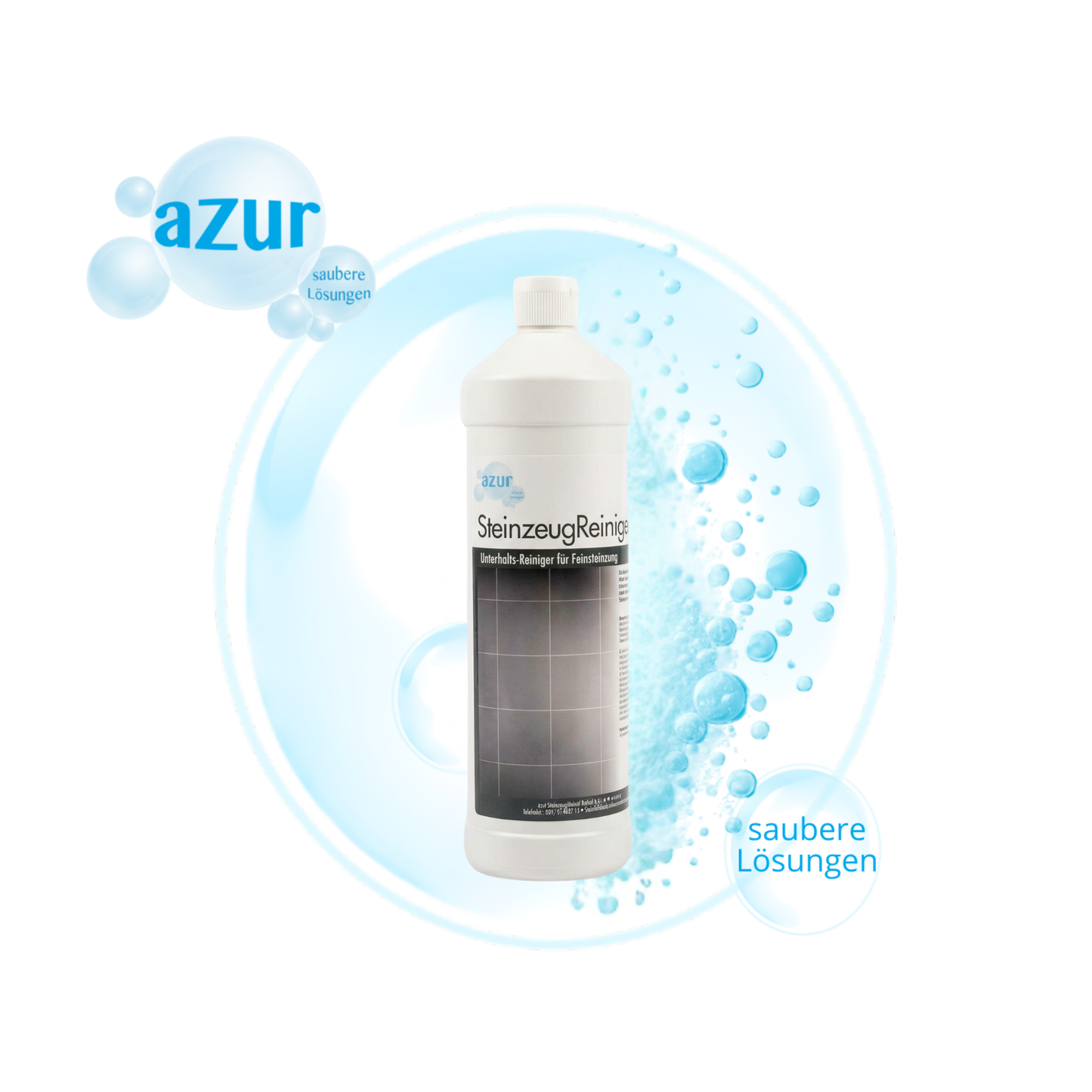 azur SteinzeugReiniger 1 L – Spezialreiniger für Feinsteinzeug & Fliesen | Hochalkalisch & streifenfrei