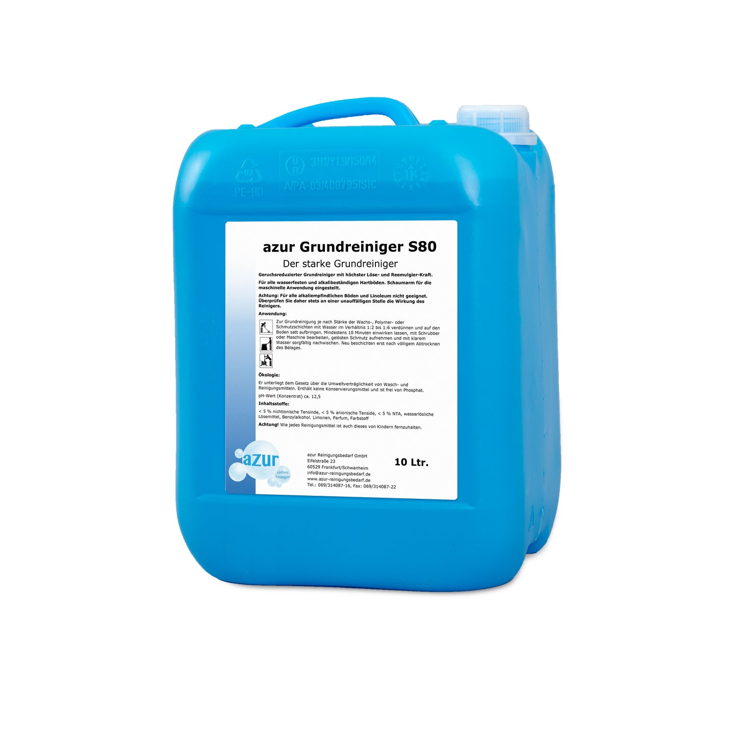 azur Grundreiniger Super 80 – Schaumarmer Hochleistungs-Grundreiniger für Industrie & PVC